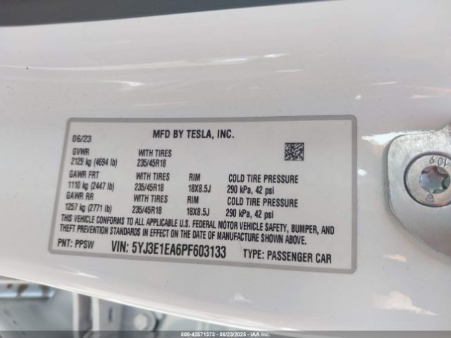 2023 TESLA MODEL 3 5YJ3E1EA6PF603133 Photo 8
