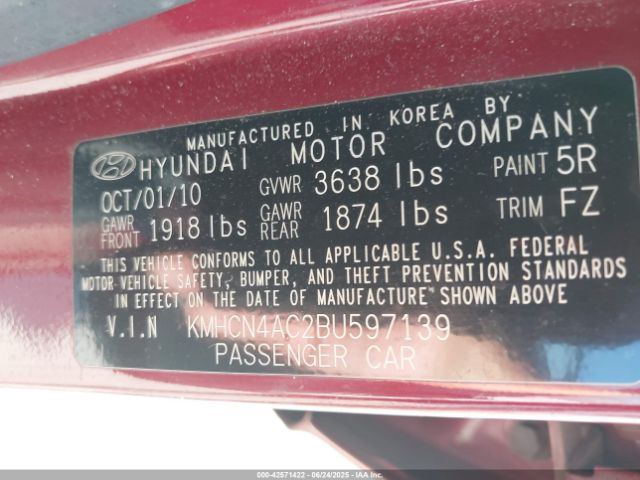 2011 HYUNDAI ACCENT KMHCN4AC2BU597139 Photo 8