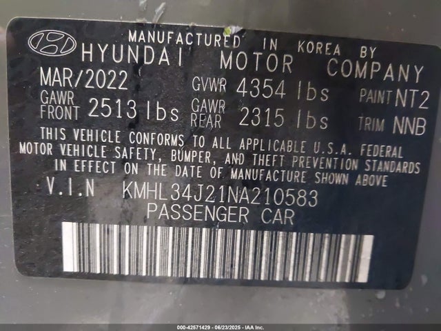KMHL34J21NA210583 Hyundai t-gdi gamma ii