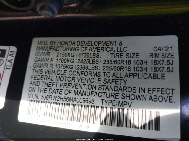 2021 HONDA CR-V 5J6RW2H56MA009698 Photo 8