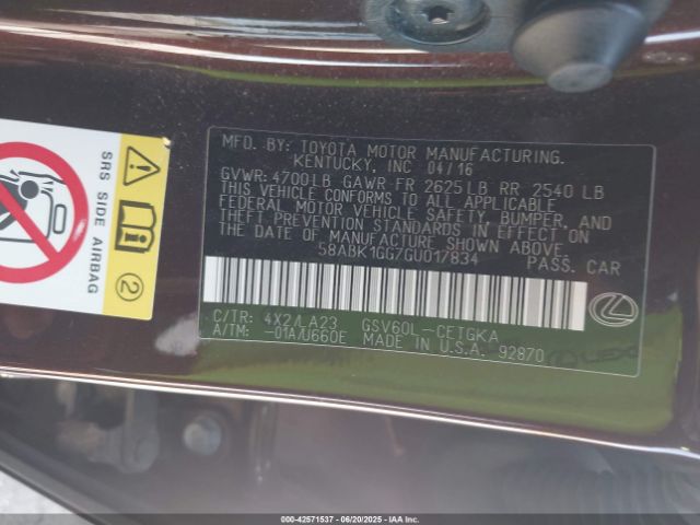 2016 LEXUS ES 350 58ABK1GG7GU017834 Photo 8