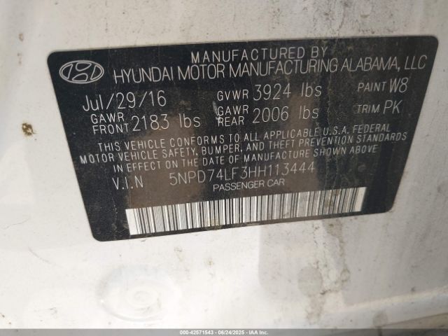 2017 HYUNDAI ELANTRA 5NPD74LF3HH113444 Photo 8
