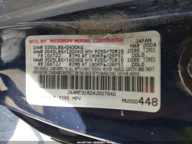 2004 MITSUBISHI MONTERO SPORT JA4MT31R24J007842 Photo 8