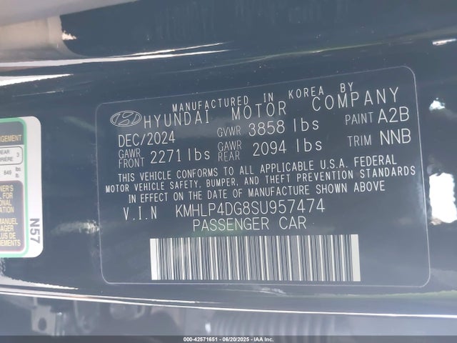 KMHLP4DG8SU957474 Hyundai mpi nu pe