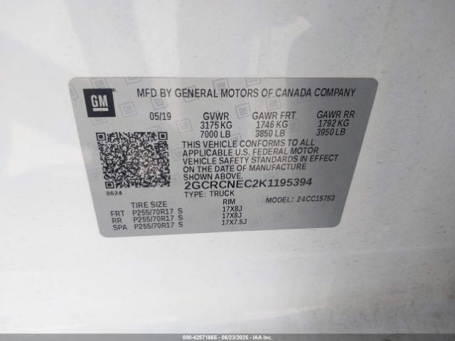2019 CHEVROLET SILVERADO 1500 LD 2GCRCNEC2K1195394 Photo 8