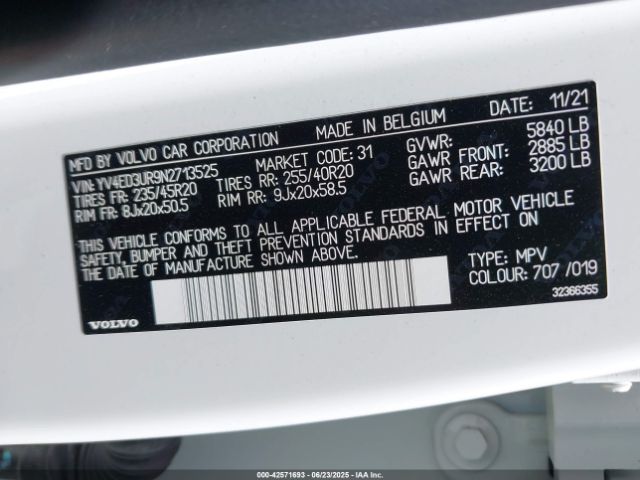 2022 VOLVO XC40 RECHARGE PURE ELECTRIC YV4ED3UR9N2713525 Photo 8