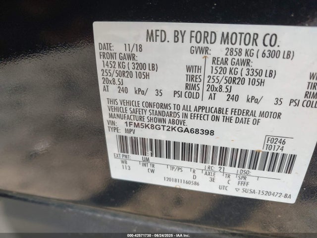 1FM5K8GT2KGA68398 Ford 3.5l gtdi