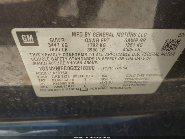 1GTV2MEC0GZ218200 GMC l83 - sidi, vvt, afm, e85 max, aluminum