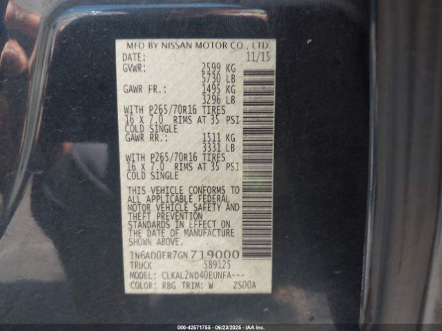 2016 NISSAN FRONTIER 1N6AD0ER7GN719000 Photo 8