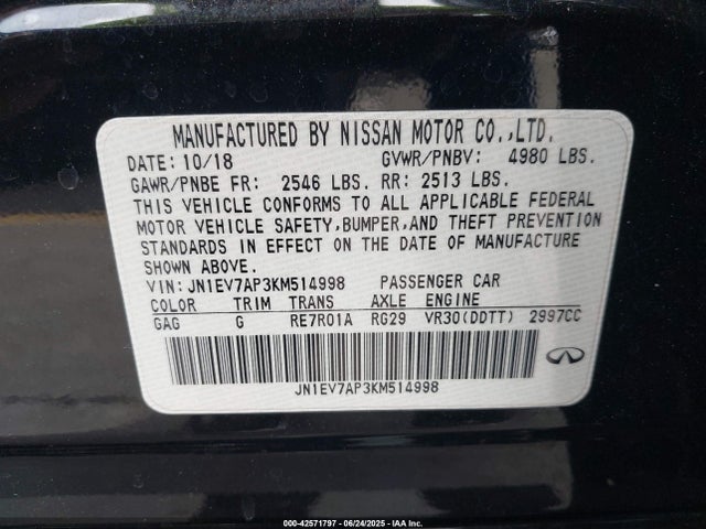 JN1EV7AP3KM514998 Infiniti Q50