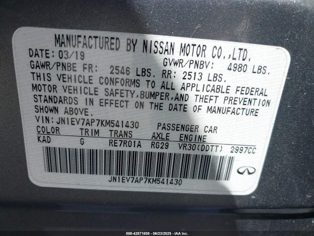 Infiniti Q50 2019 JN1EV7AP7KM541430 Image 9