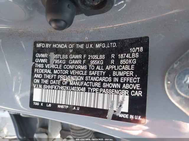 SHHFK7H62KU403048 Honda l15ba