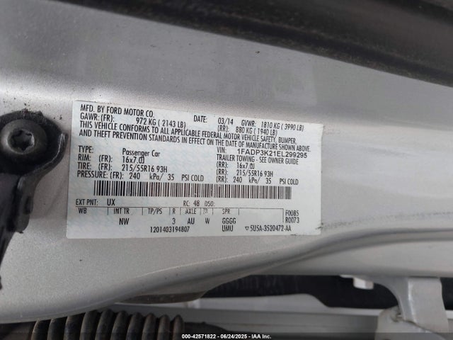 1FADP3K21EL299295 Ford 2014