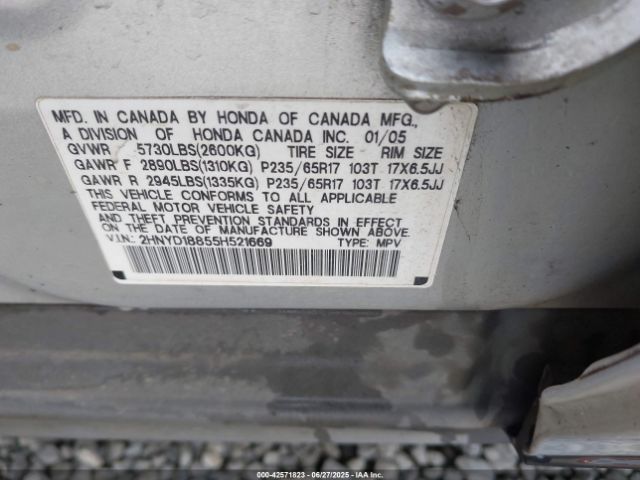2005 ACURA MDX 2HNYD18855H521669 Photo 8