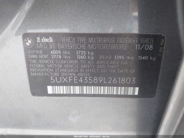 2009 BMW X5 5UXFE43589L261803 Photo 8