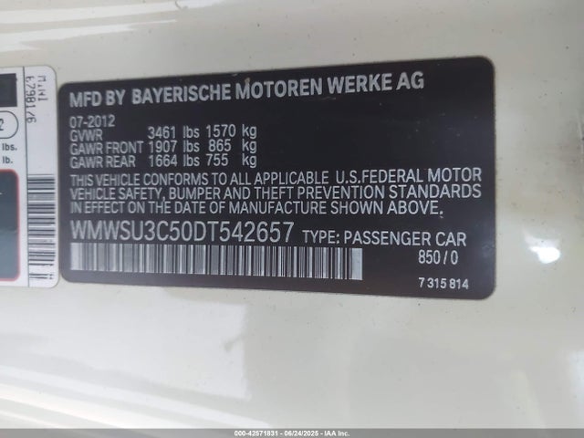 2013 MINI HARDTOP WMWSU3C50DT542657 Photo 8