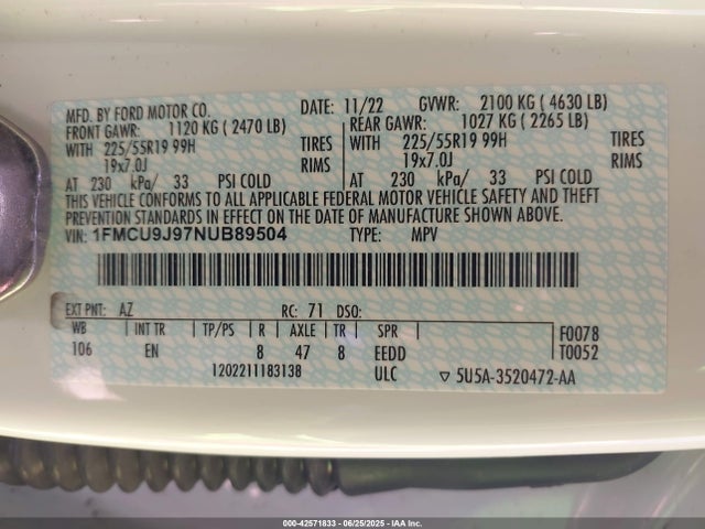 Ford gtdi 240ps 2022 1FMCU9J97NUB89504 Image 9