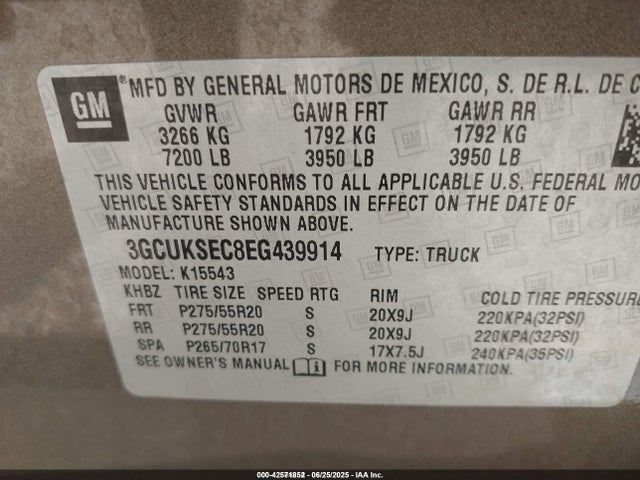 3GCUKSEC8EG439914 Chevrolet l83 - vvt, afm (active fuel management), aluminum