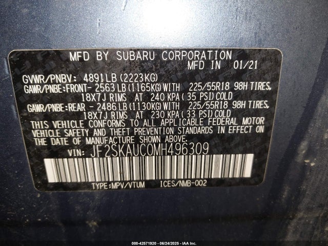 JF2SKAUC0MH496309 Subaru na u5