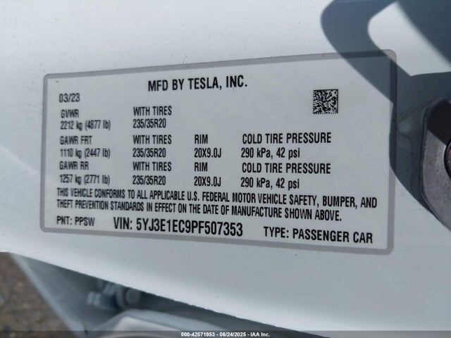 2023 TESLA MODEL 3 5YJ3E1EC9PF507353 Photo 8