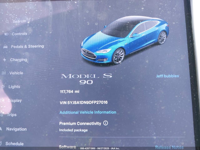 2013 TESLA MODEL S 5YJSA1DN9DFP27016 Photo 6