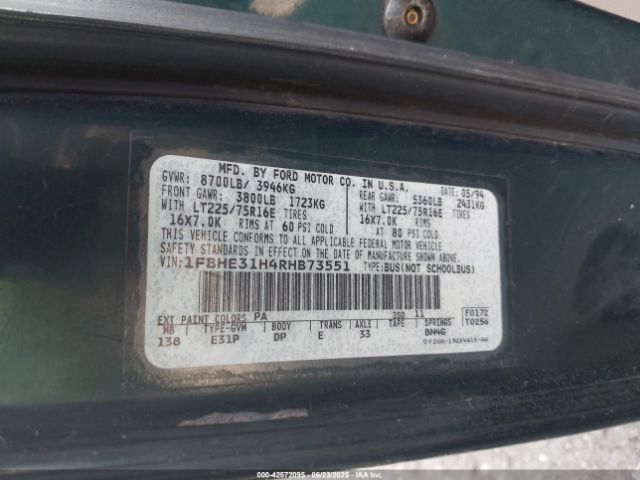 1994 FORD ECONOLINE 1FBHE31H4RHB73551 Photo 8