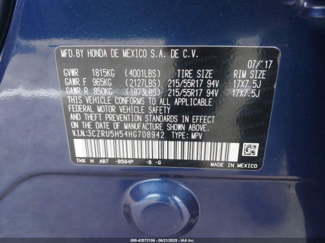 2017 HONDA HR-V 3CZRU5H54HG708942 Photo 8
