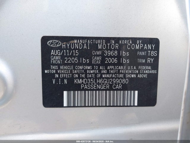 KMHD35LH6GU299080 Hyundai dohc gdi nu