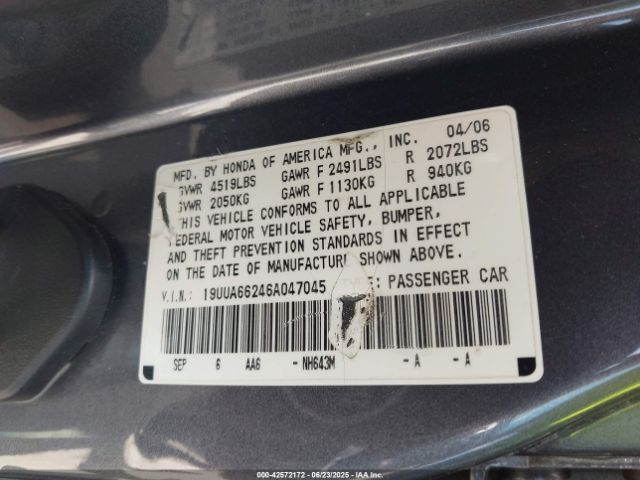 2006 ACURA TL 19UUA66246A047045 Photo 8