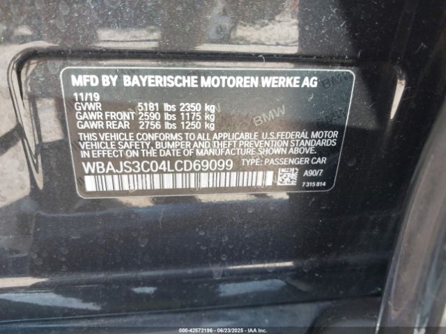 2020 BMW 540I WBAJS3C04LCD69099 Photo 8