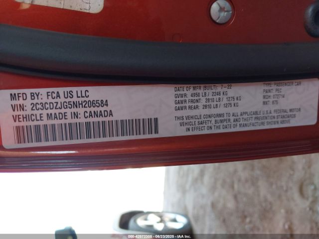 2022 DODGE CHALLENGER 2C3CDZJG5NH206584 Photo 8