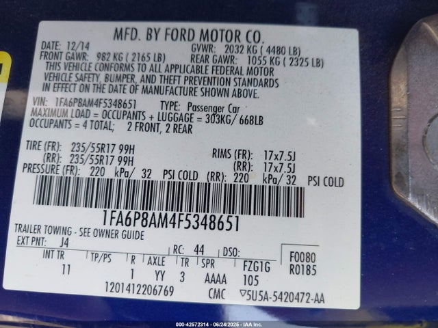 1FA6P8AM4F5348651 Ford 2015