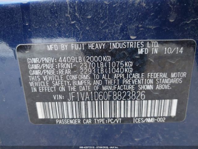 2015 SUBARU WRX JF1VA1D60F8823826 Photo 8