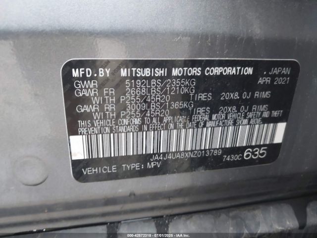2022 MITSUBISHI OUTLANDER JA4J4UA8XNZ013789 Photo 8