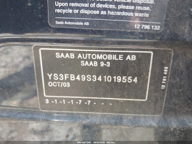 2004 SAAB 9-3 YS3FB49S341019554 Photo 8