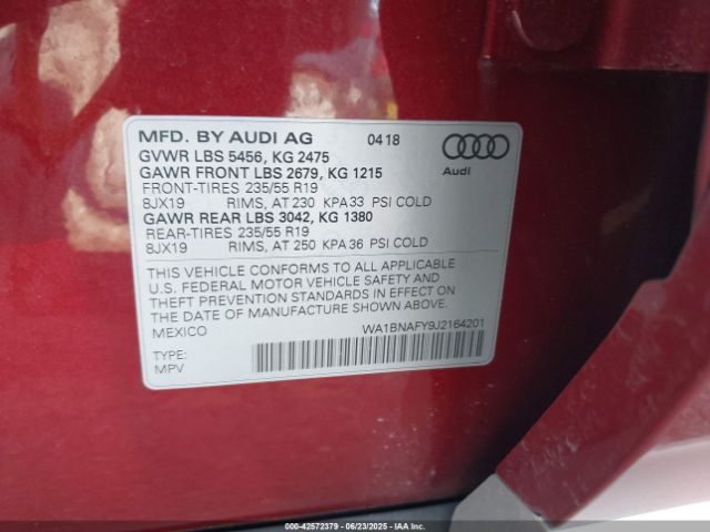 2018 AUDI Q5 WA1BNAFY9J2164201 Photo 8