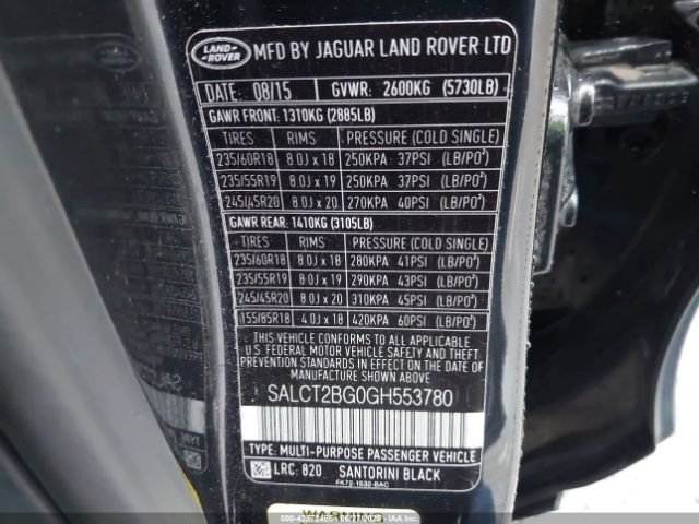 2016 LAND ROVER DISCOVERY SPORT SALCT2BG0GH553780 Photo 8