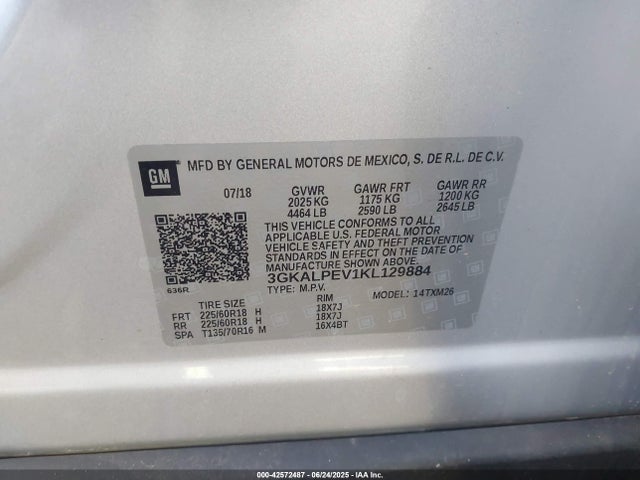 3GKALPEV1KL129884 GMC lyx - direct injection, vvt, fgt, turbo, alum, gen 1