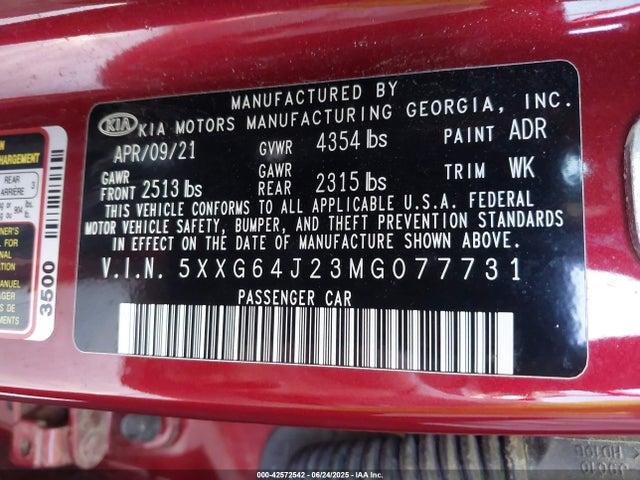 5XXG64J23MG077731 KIA t-gdi gamma ii