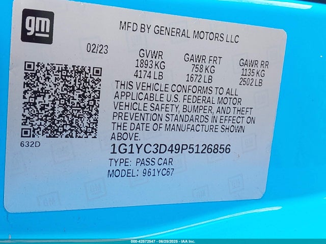 1G1YC3D49P5126856 Chevrolet lt2