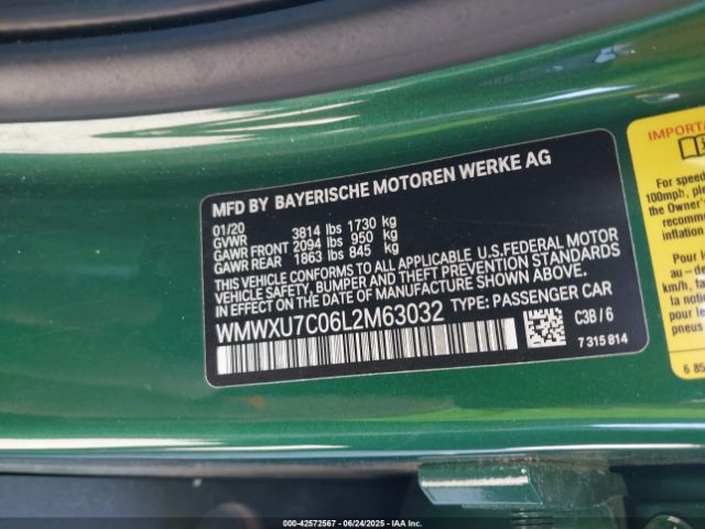 2020 MINI HARDTOP WMWXU7C06L2M63032 Photo 8