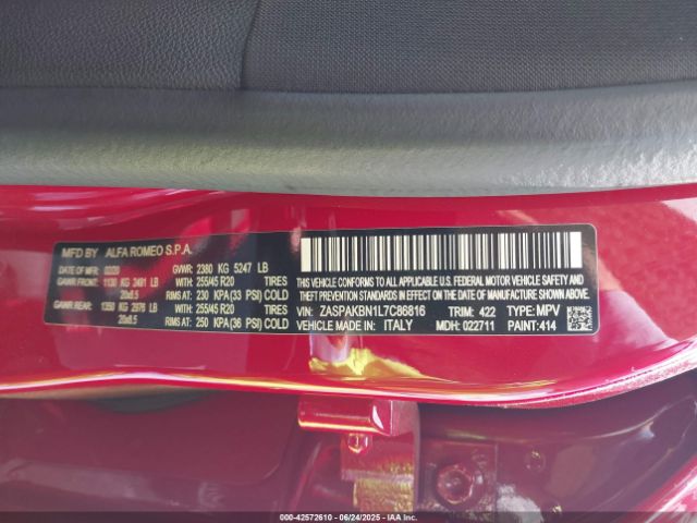 2020 ALFA ROMEO STELVIO ZASPAKBN1L7C86816 Photo 8