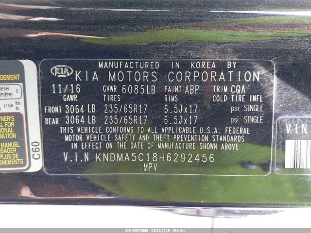 KNDMA5C18H6292456 KIA Sedona
