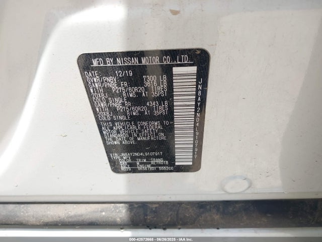 JN8AY2ND4L9107917 Nissan Armada