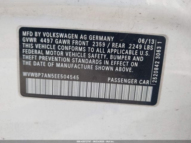 2014 VOLKSWAGEN CC WVWBP7AN5EE504545 Photo 8