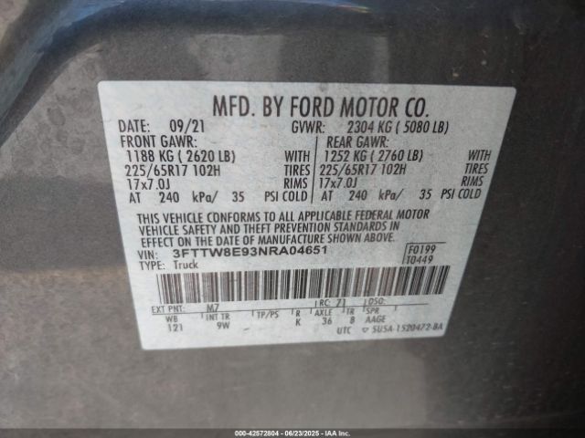 2022 FORD MAVERICK 3FTTW8E93NRA04651 Photo 8