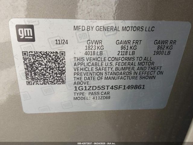 1G1ZD5ST4SF149861 Chevrolet lfv