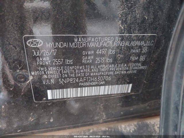 5NPE24AF1JH630706 Hyundai gdi theta-ii