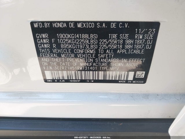 3CZRZ1H51RM731401 Honda k20z5