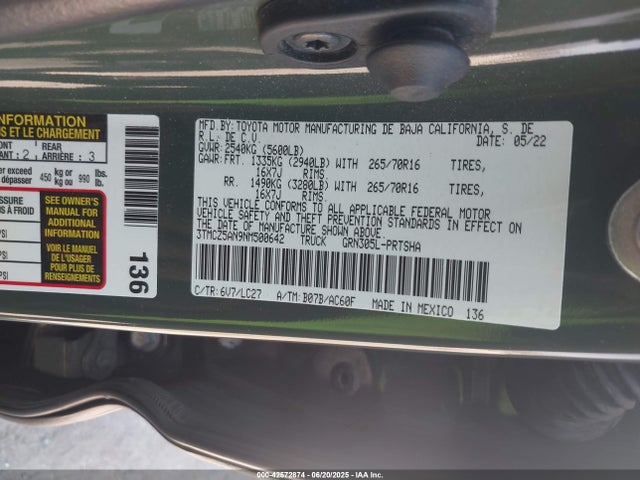 3TMCZ5AN9NM500642 Toyota 2gr-fks